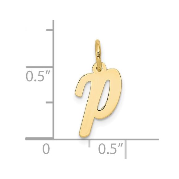 10k Yellow Gold Small Script Initial P Charm - Picture 3 of 4